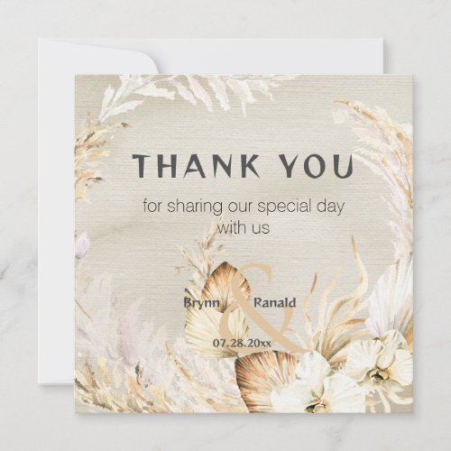 Boho Modern Palm Floral Thank You Card