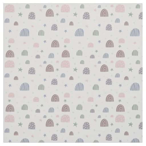 boho modern pastel rainbow stars fabric