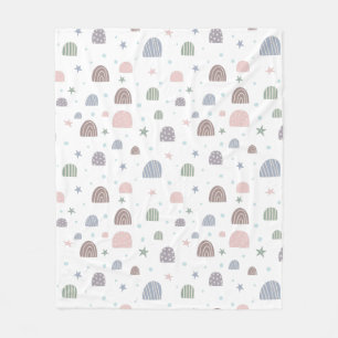boho modern pastel rainbows stars fleece blanket