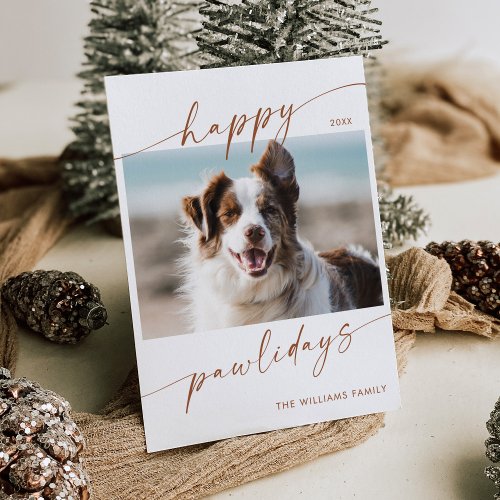 Boho Modern Pet Photo Christmas Holiday Card