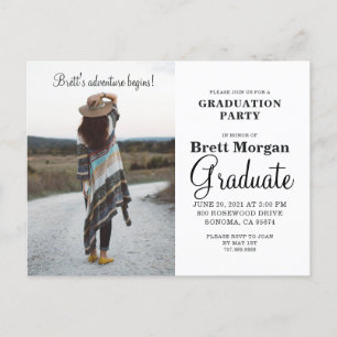 Boho Modern Photo Graduation Party Invitation Pos Postcard