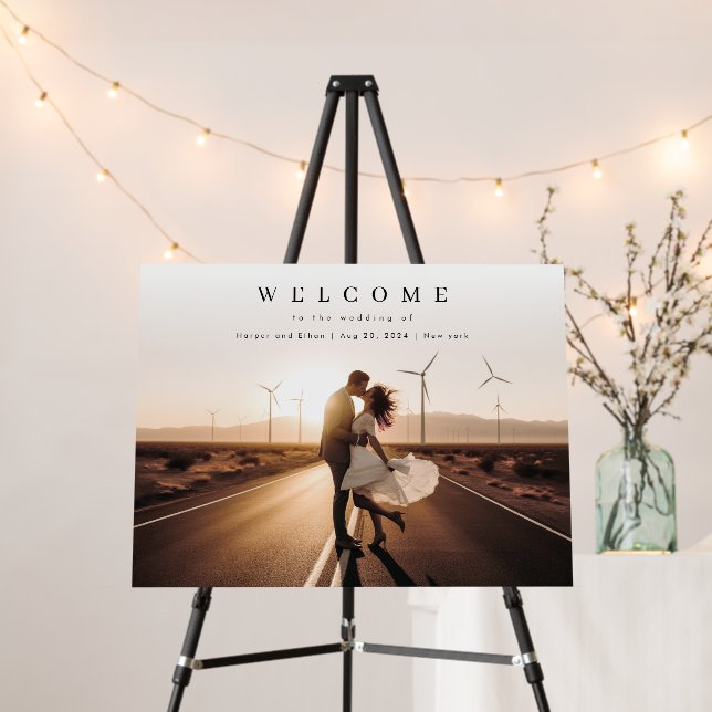 Boho Modern Photo Wedding Welcome Foam Board (In Situ (Stand))