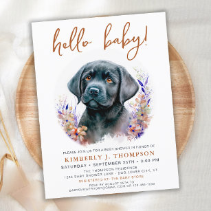 Boho Modern Puppy Dog Terracotta Baby Shower Invitation Postcard