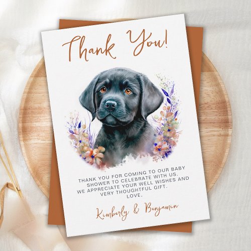 Boho Modern Puppy Dog Terracotta Baby Shower Thank You Card