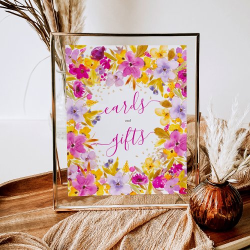 Boho modern purple floral cards gifts bridal poster