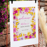 Boho Modern Purple Floral Welcome Bridal Shower Poster at Zazzle
