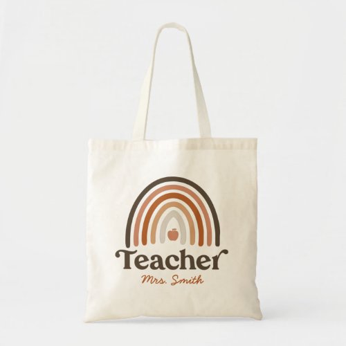 Boho Modern Rainbow Apple _ Teacher Appreciation Tote Bag