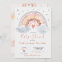 Boho Modern Rainbow Baby Shower Invitation