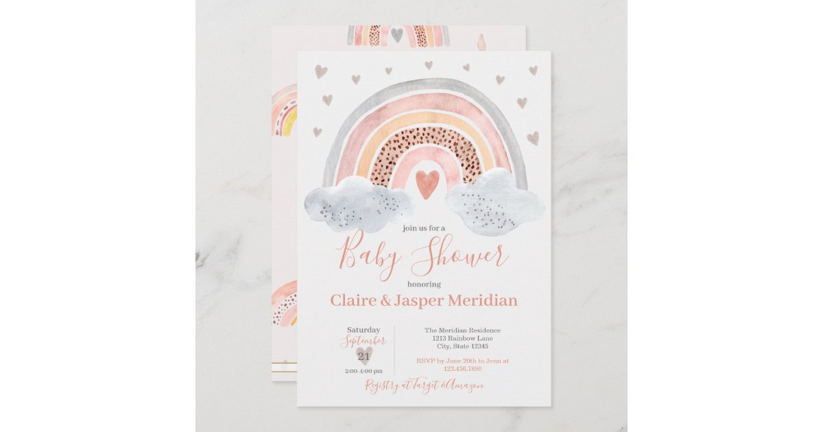 Boho Modern Rainbow Baby Shower Invitation | Zazzle.com