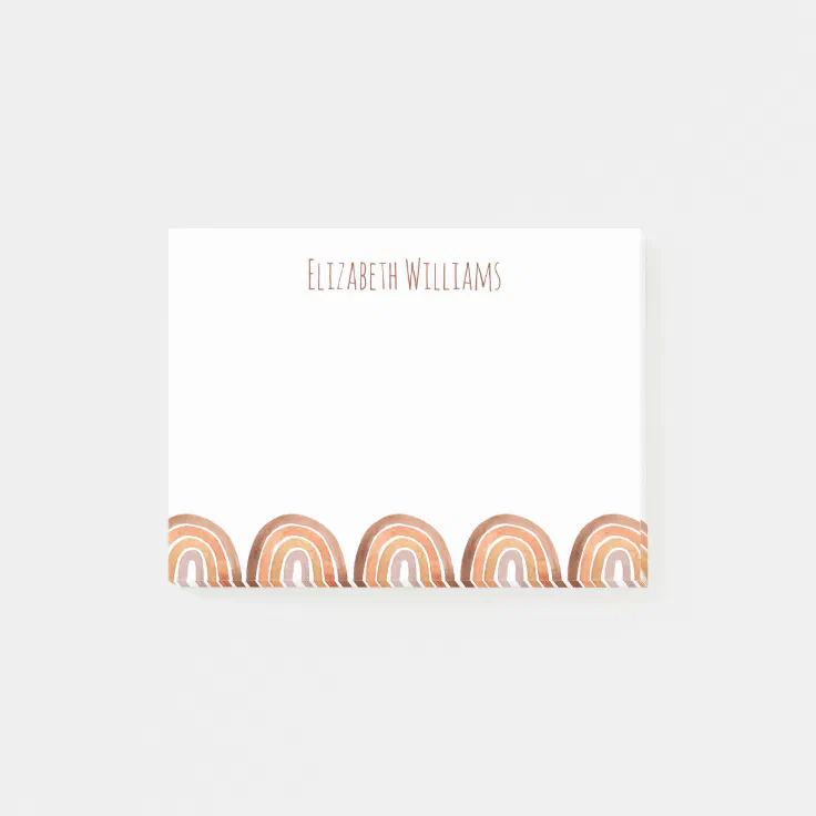 Boho Modern Rainbow Name School Post-it Notes | Zazzle