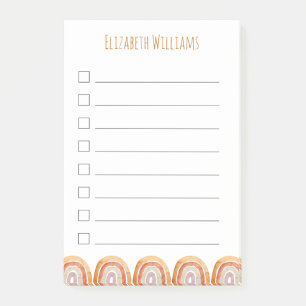 Boho Modern Rainbow Personalized Girl School Post-it Notes