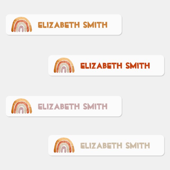 Boho Modern Rainbow Personalized Name School  Labels (Group)