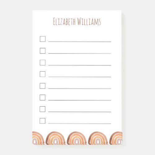 Boho Modern Rainbow Personalized Name School   Post_it Notes