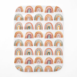 Boho Modern Rainbow Watercolor Illustration   Baby Burp Cloth