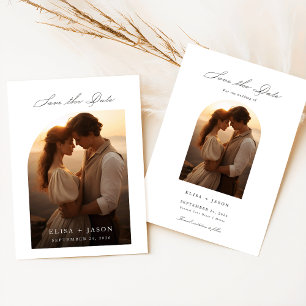 Boho Modern Rustic Photo Wedding Save Date Invitation