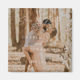Boho Modern Simple Photo Wedding Save The Date Magnet