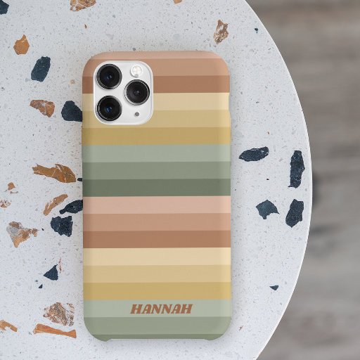 Boho Modern Stripes Lines Personalized iPhone 13 Pro Max Case