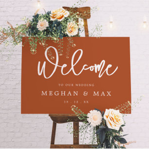 Boho Modern Terracotta Burnt Orange Wedding Sign