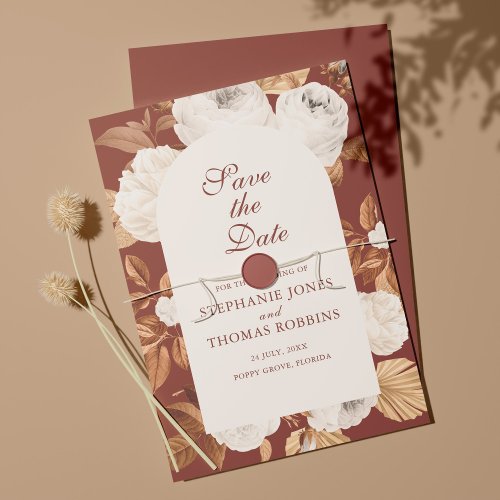 Boho Modern Terracotta Save the Date Card