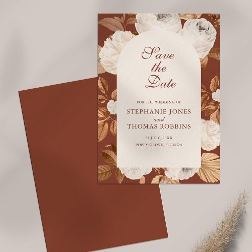 Boho Modern Terracotta Save the Date Card