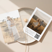 Boho Modern Vellum Overlay Photo QR Code Wedding