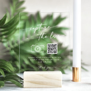 Boho Modern White Clear Capture the Love Wedding Acrylic Sign