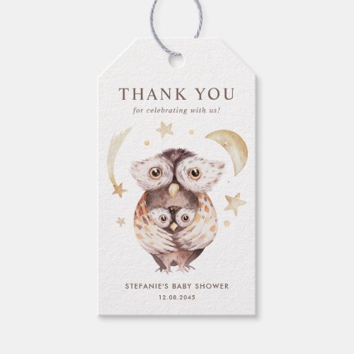 Boho Mom and Baby Owls Baby Shower Thank You Gift Tags