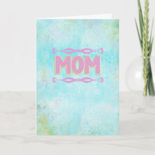 Boho Mom Birthday Card, Teal Pink Mandala Card