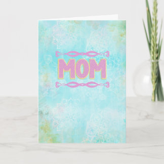 Boho Mom Birthday Card, Teal Pink Mandala Card