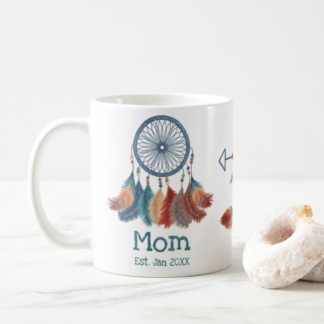 Boho Mom Est. Dreamcatcher Coffee Mug (With Donut)