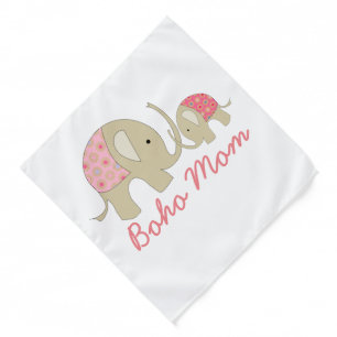 Boho Mom, Pink Elephant Bandana