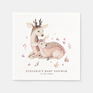 Boho Mommy and Baby Deer Woodland Baby Shower Napkins