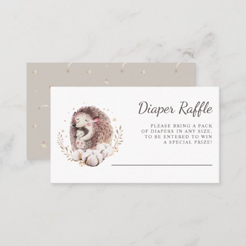 Boho Mommy and Baby Hedgehogs Diaper Raffle Card