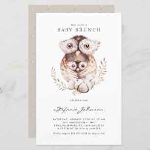 Boho Mommy and Baby Owl Baby Brunch Invitation