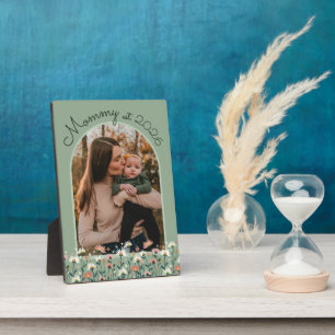 Boho Mommy Established Sage Green Photo Plaque