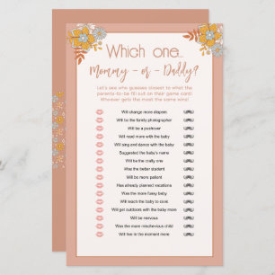Boho Mommy or Daddy Baby Shower Guessing Game
