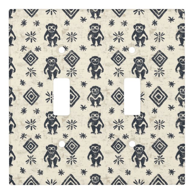 Boho Monkey Jungle Safari Pattern (2) Light Switch Cover (Front)