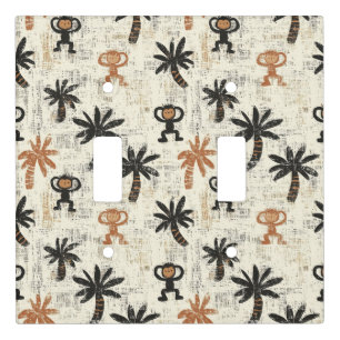 Boho Monkey Jungle Safari Pattern Light Switch Cover