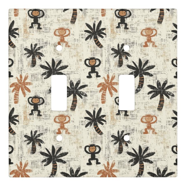 Boho Monkey Jungle Safari Pattern Light Switch Cover (Front)