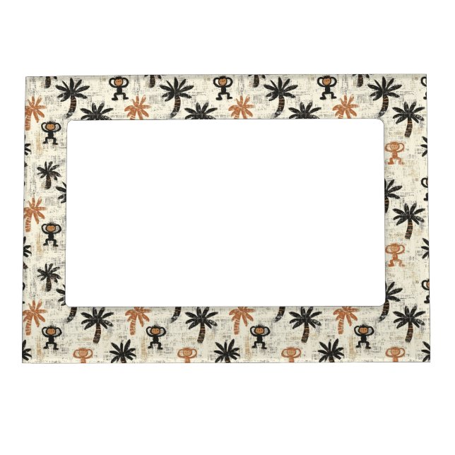 Boho Monkey Jungle Safari Pattern Magnetic Frame (Front)
