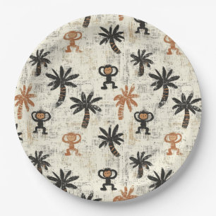 Boho Monkey Jungle Safari Pattern Paper Plates
