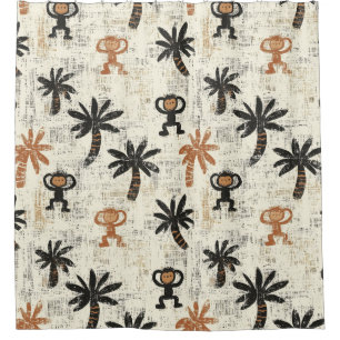Boho Monkey Jungle Safari Pattern Shower Curtain