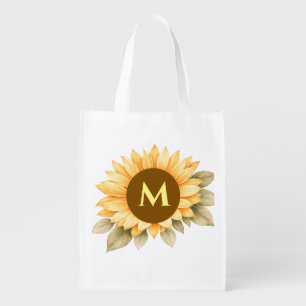 Boho Monogram Cottagecore Gift Grocery Bag