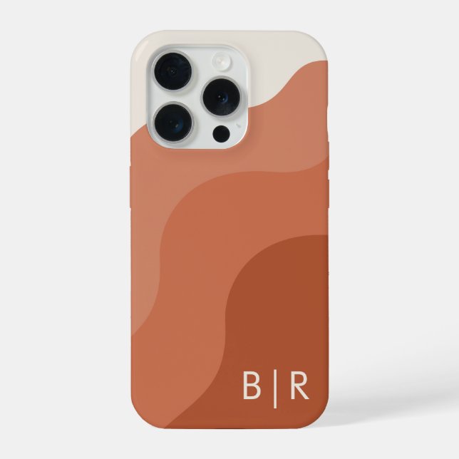  Boho Monogram Terracotta Initial  Iphone Case (Back)