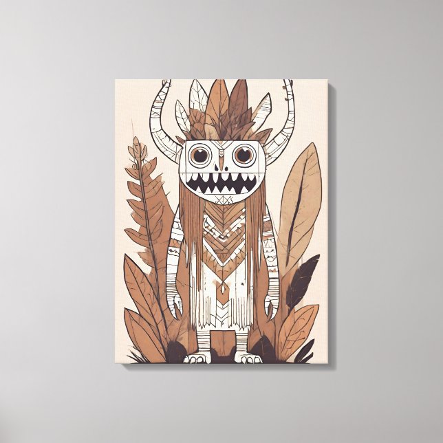 Boho Monster Leaf Botanical art style Modern Canvas Print (Front)