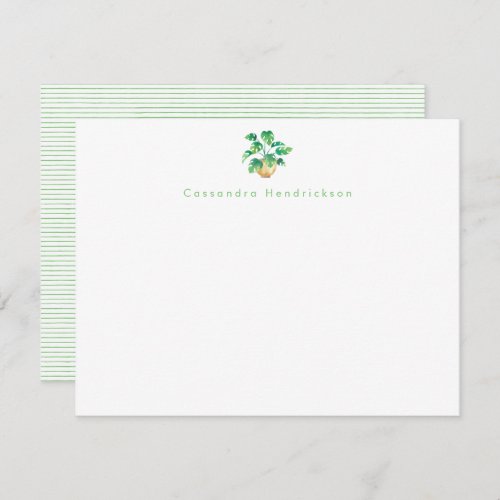 Boho Monstera Plant Minimalist Green Personalized  Note Card