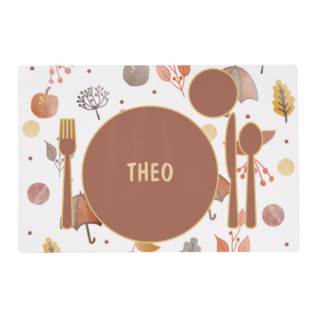 Boho Montessori Placemat with Personalized Name (Front)