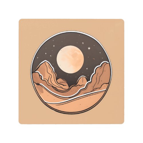 Boho Moon Adventures Exploring the Desert Metal Print