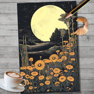 Boho Moon and Flowers 2 Decoupage Paper