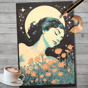 Boho Moon and Flowers 5 Decoupage Paper